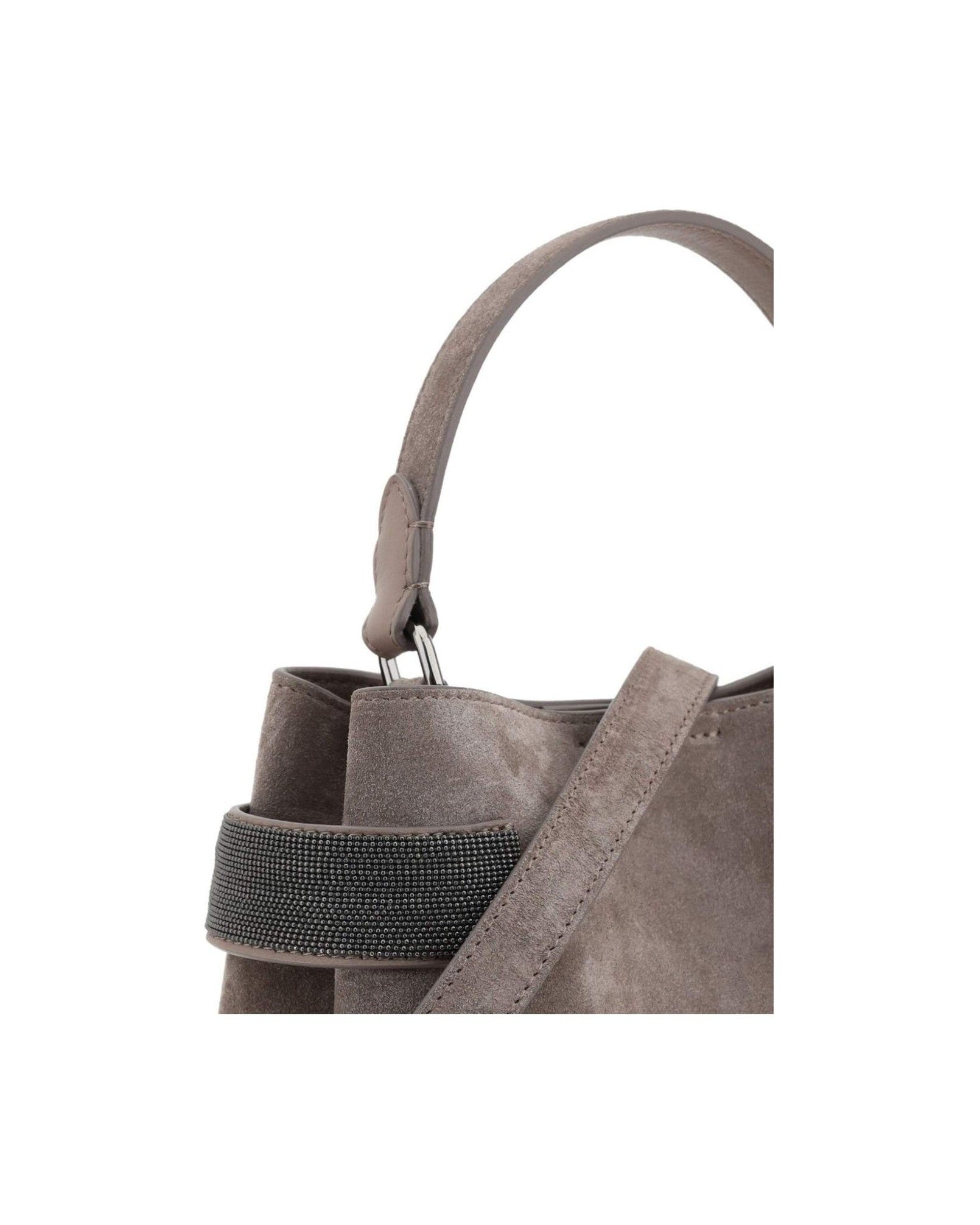 Brunello Cucinelli Suede Essence Small Top Handle Bag with Precious Bands Glam Steals