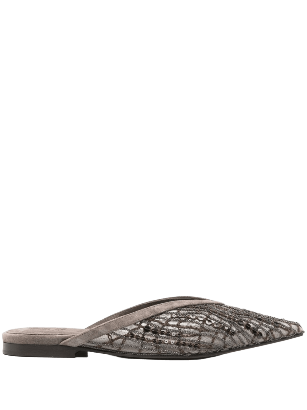 Brunello Cucinelli Suede Flats Glistening Abstract Embroidery Glam Steals