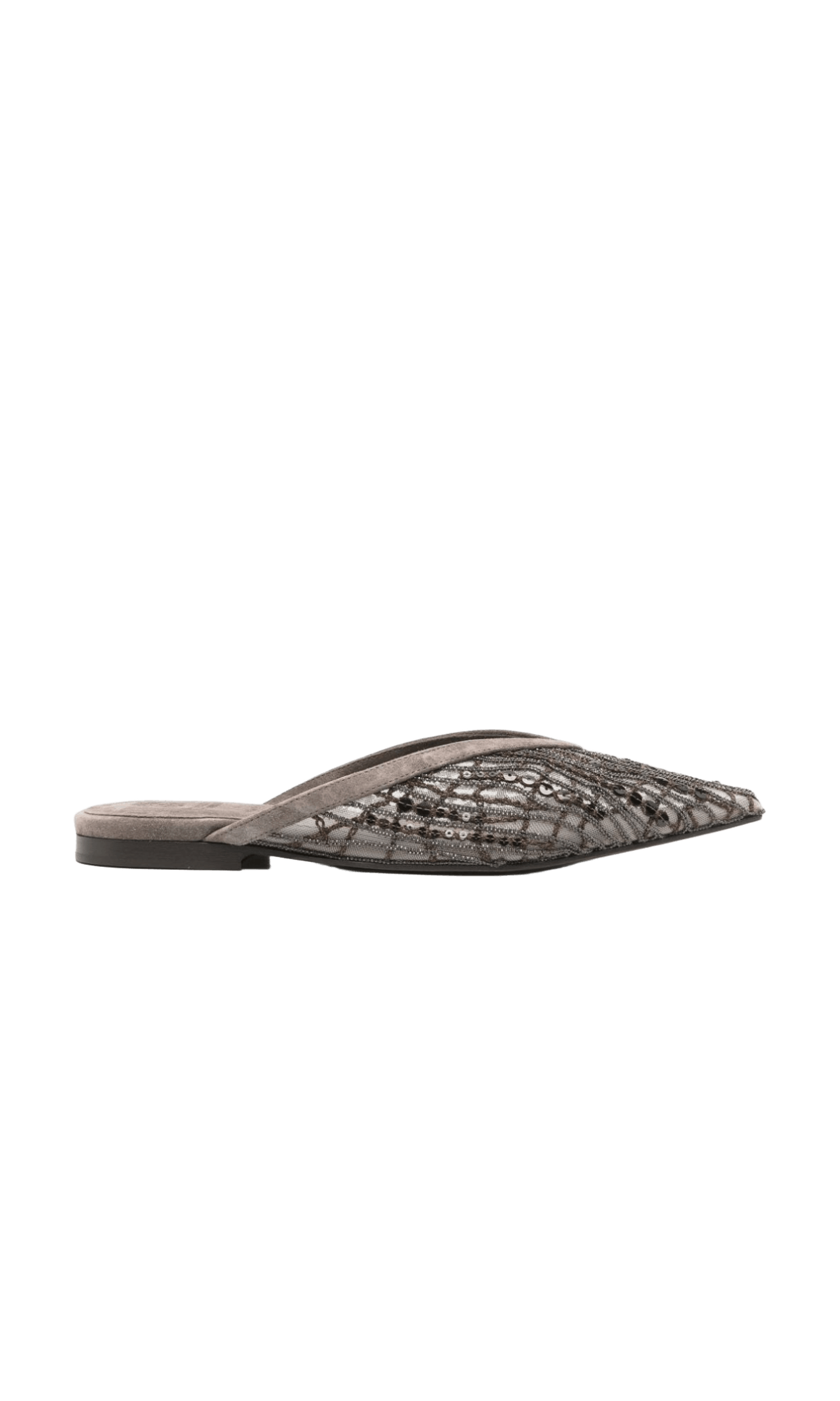 Brunello Cucinelli Suede Flats Glistening Abstract Embroidery Glam Steals