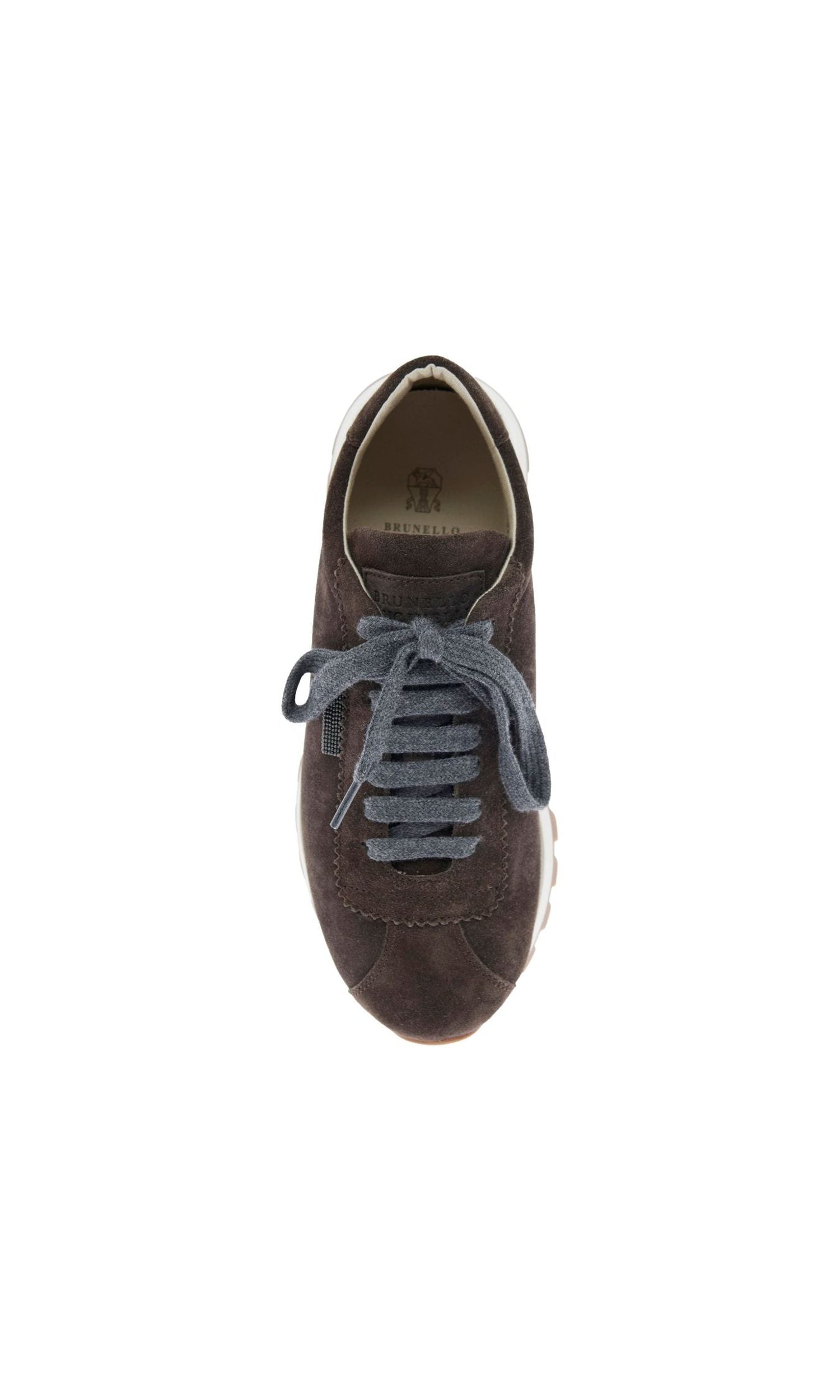Brunello Cucinelli Suede Runners with Shiny Tab Glam Steals