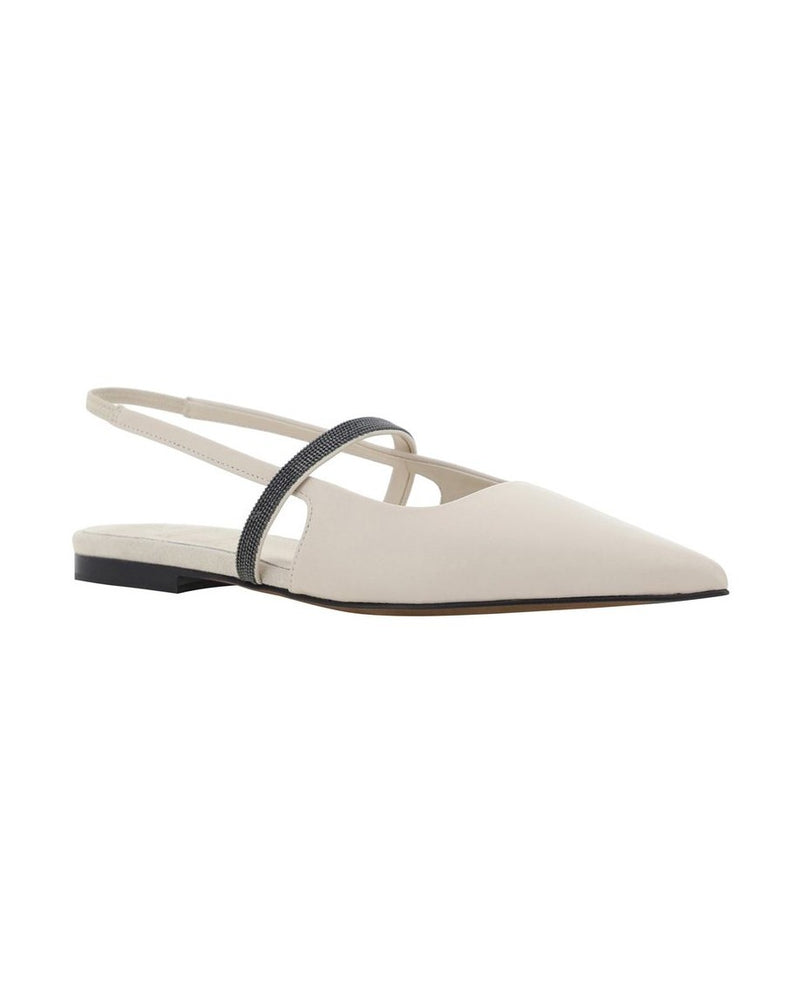 Brunello Cucinelli White Calfskin Ballet Flats Glam Steals