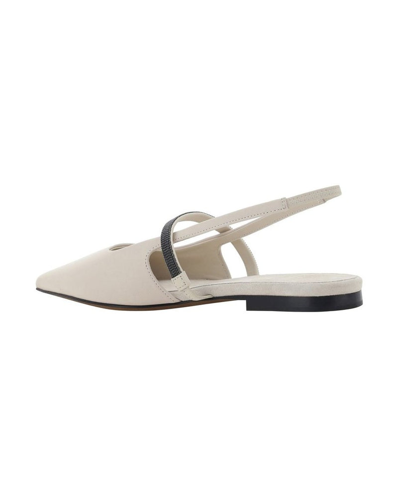 Brunello Cucinelli White Calfskin Ballet Flats Glam Steals