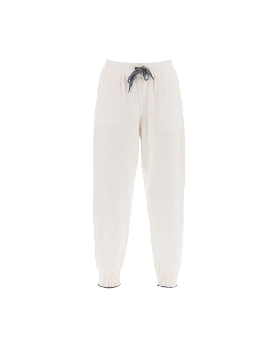 Brunello Cucinelli White Cashmere Athletic Pant Pants