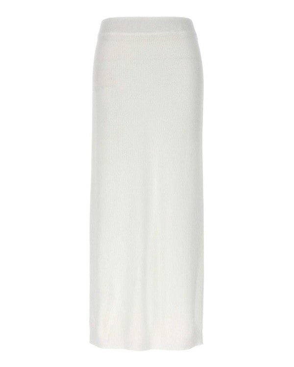 Brunello Cucinelli White Cotton Long Skirt 