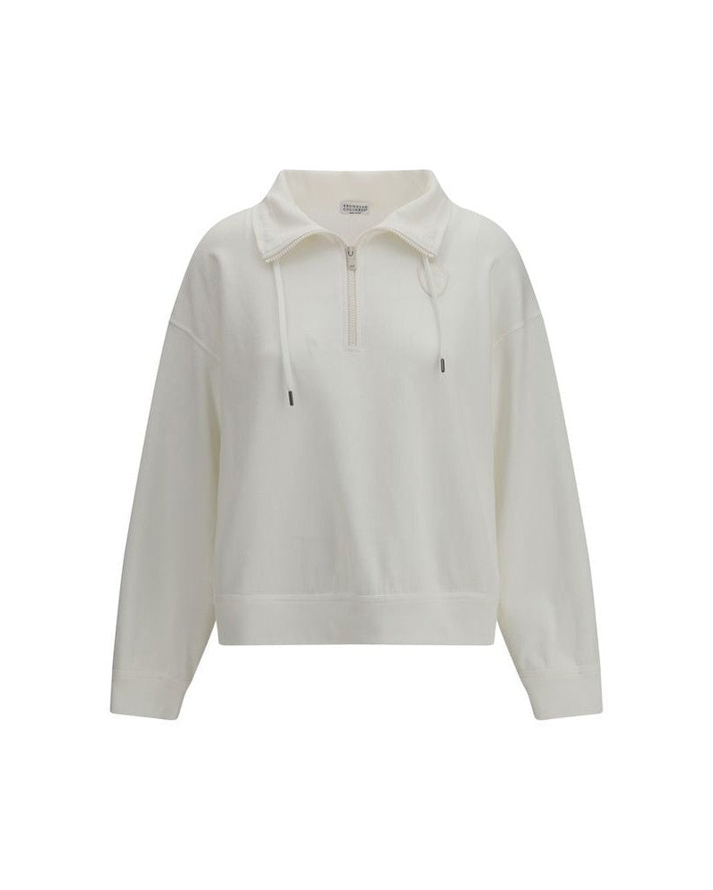 Brunello Cucinelli White Cotton Sweatshirt Glam Steals