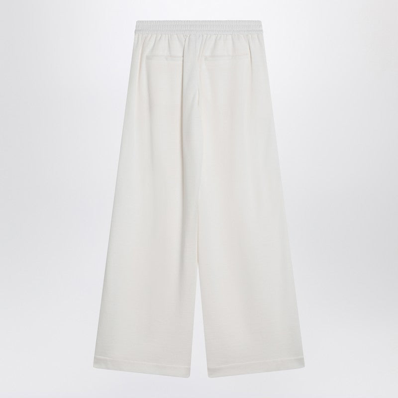 Brunello Cucinelli White Cotton Wide Trouser In And Silk Glam Steals