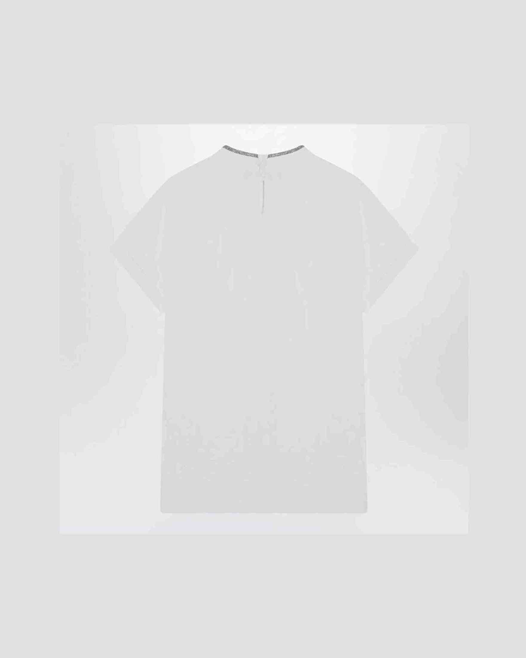 Brunello Cucinelli White Crew Neck T-shirt with Pendant Glam Steals