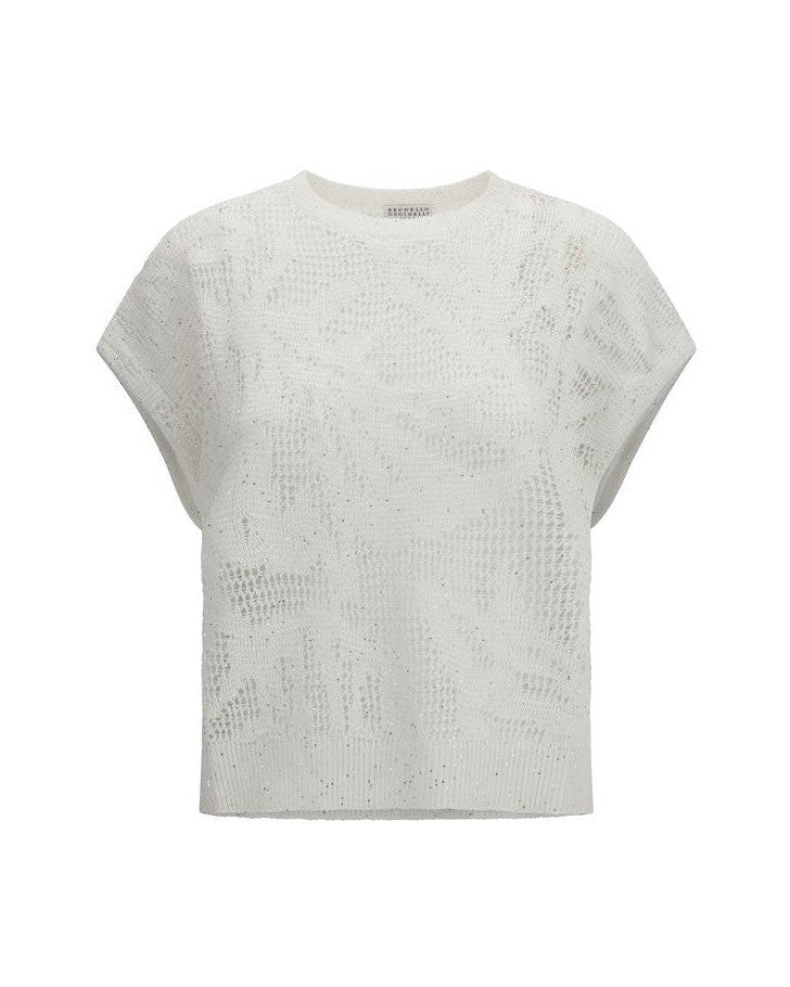 Brunello Cucinelli White Linen T-shirt Glam Steals