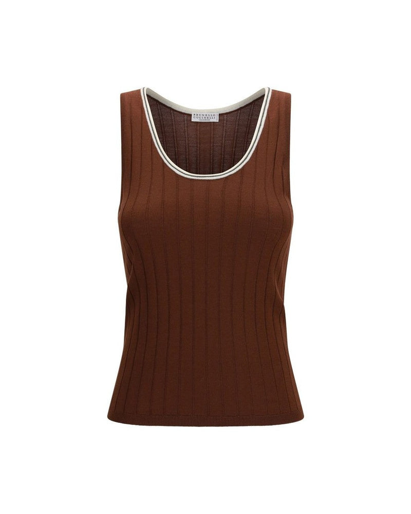 Brunello Cucinelli Wool Bordeaux Oves Aries Sleeveles T-shirt Glam Steals