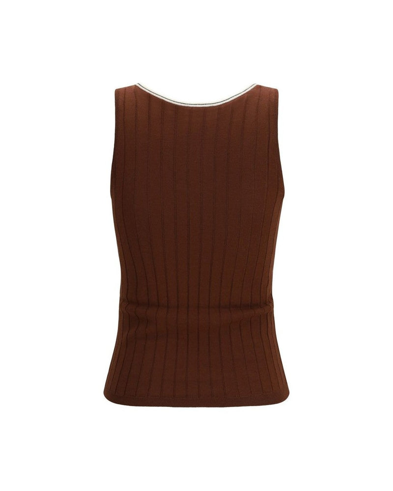 Brunello Cucinelli Wool Bordeaux Oves Aries Sleeveles T-shirt Glam Steals