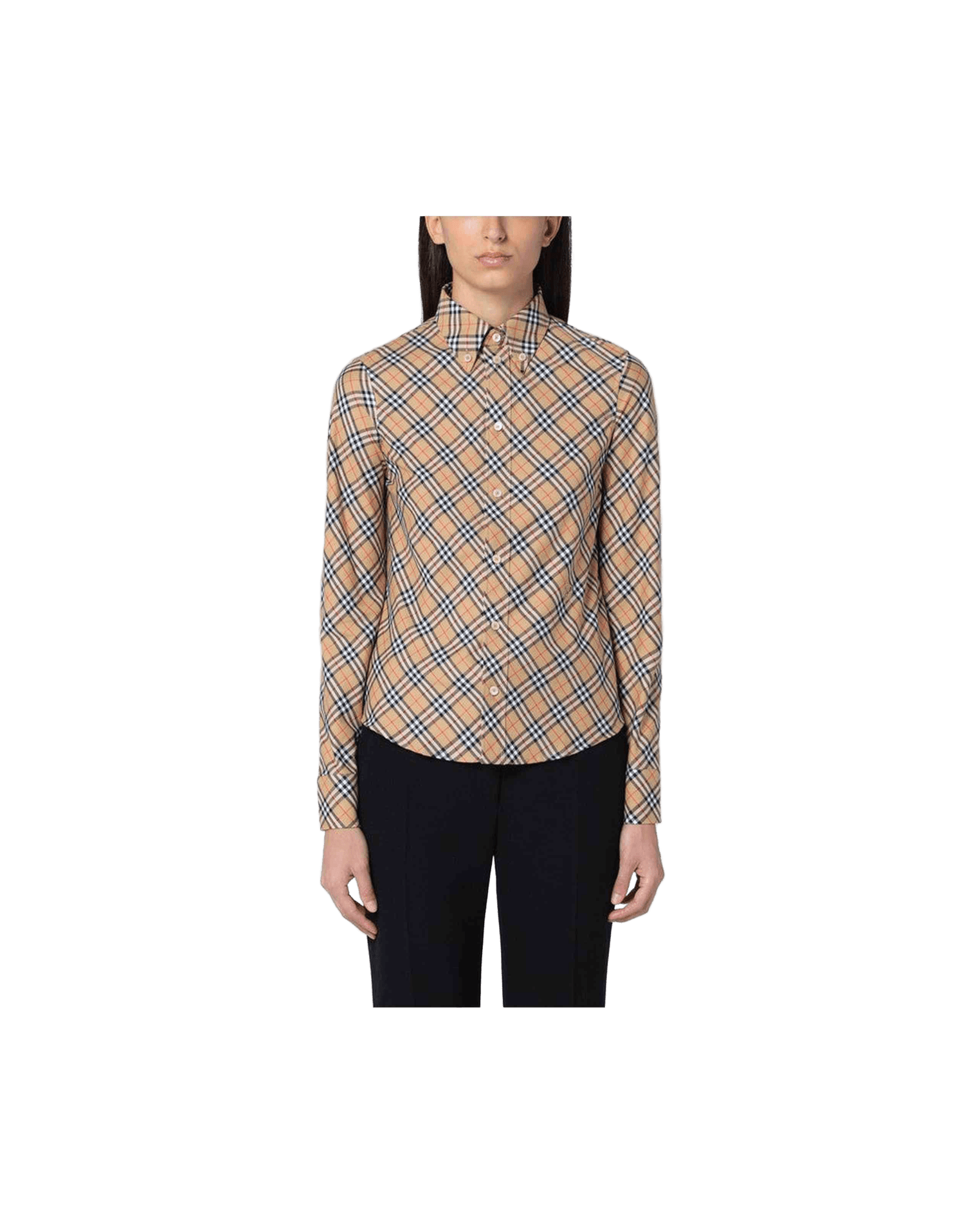 Burberry Beige Button Down Shirt With Check Pattern Glam Steals