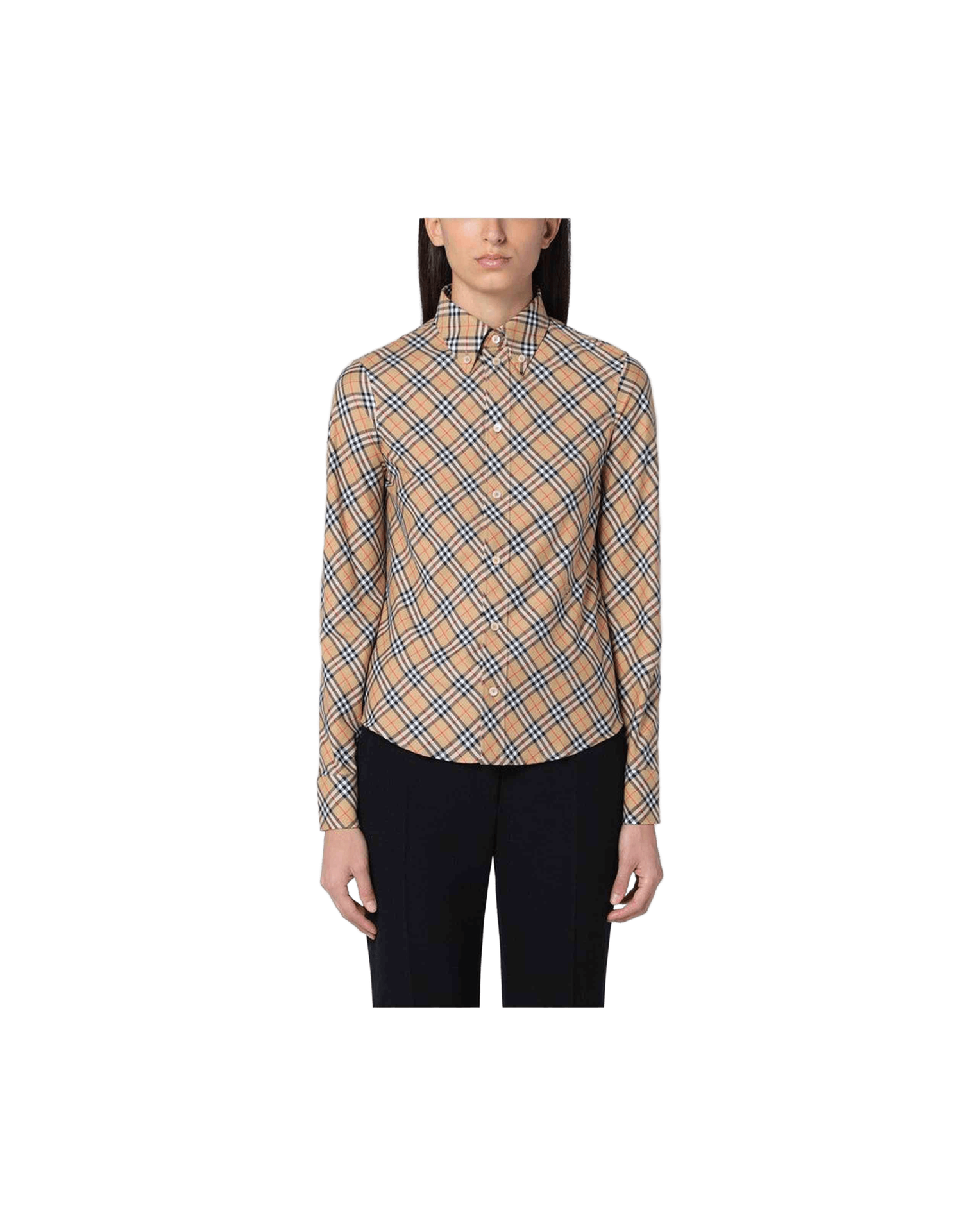 Burberry Beige Button Down Shirt with Check Pattern Glam Steals
