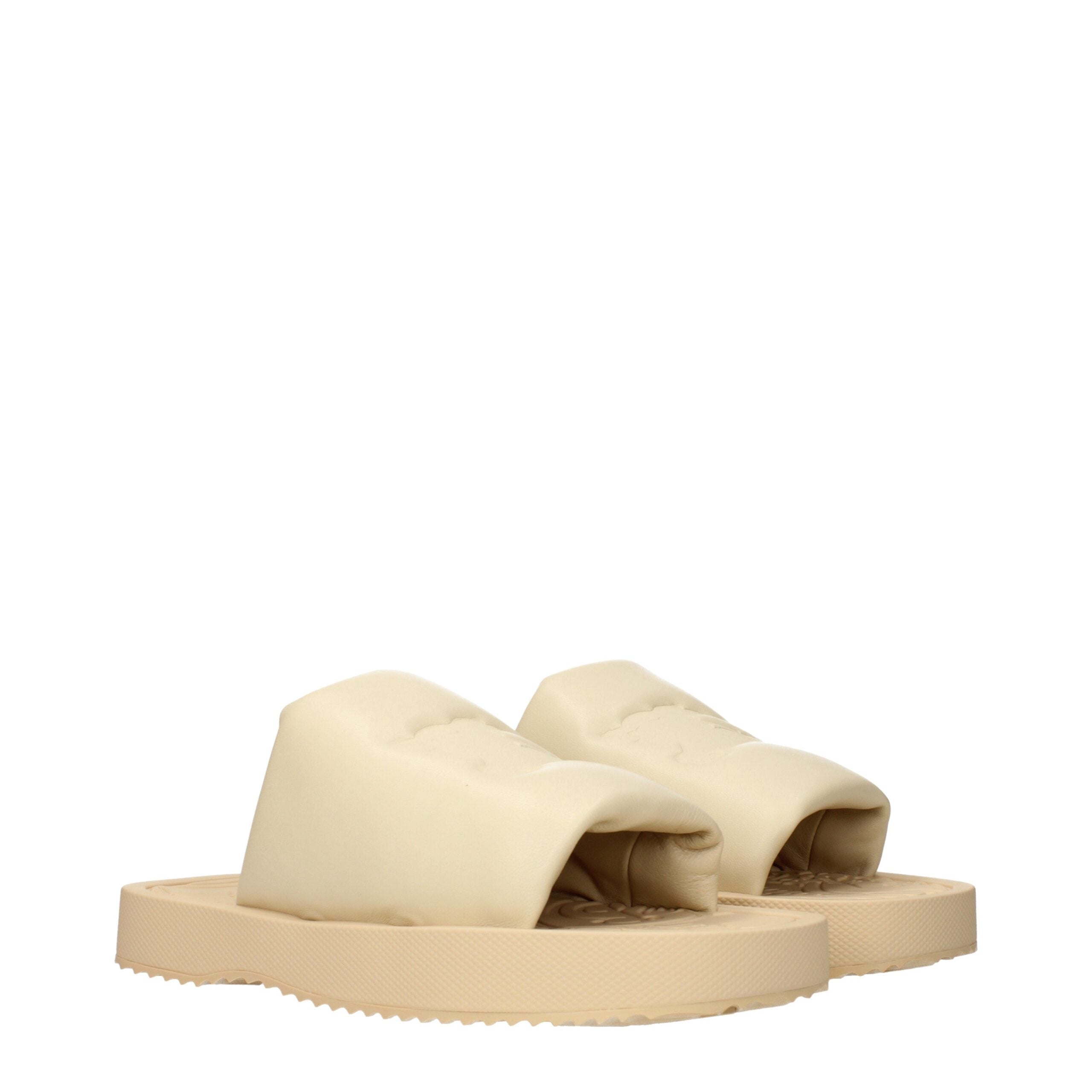 Burberry Beige Leather Slippers Sandals Glam Steals