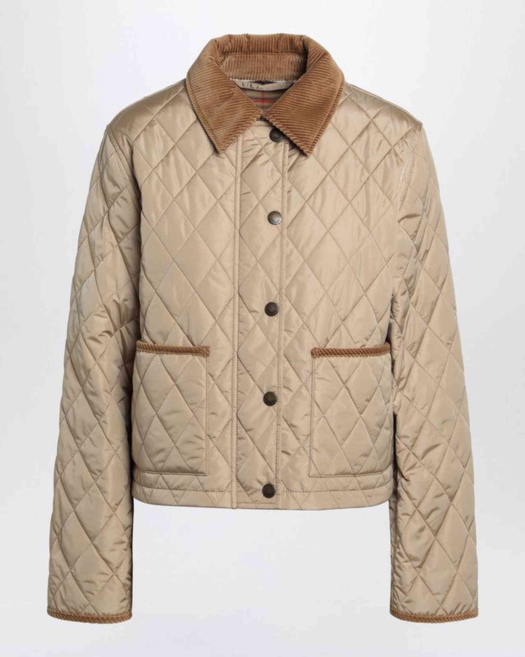 Burberry Beige Nylon Cropped Quilted Jacket Glam Steals