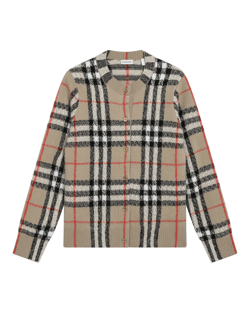 Burberry Beige Wool Check Cashmere Cardigan Glam Steals