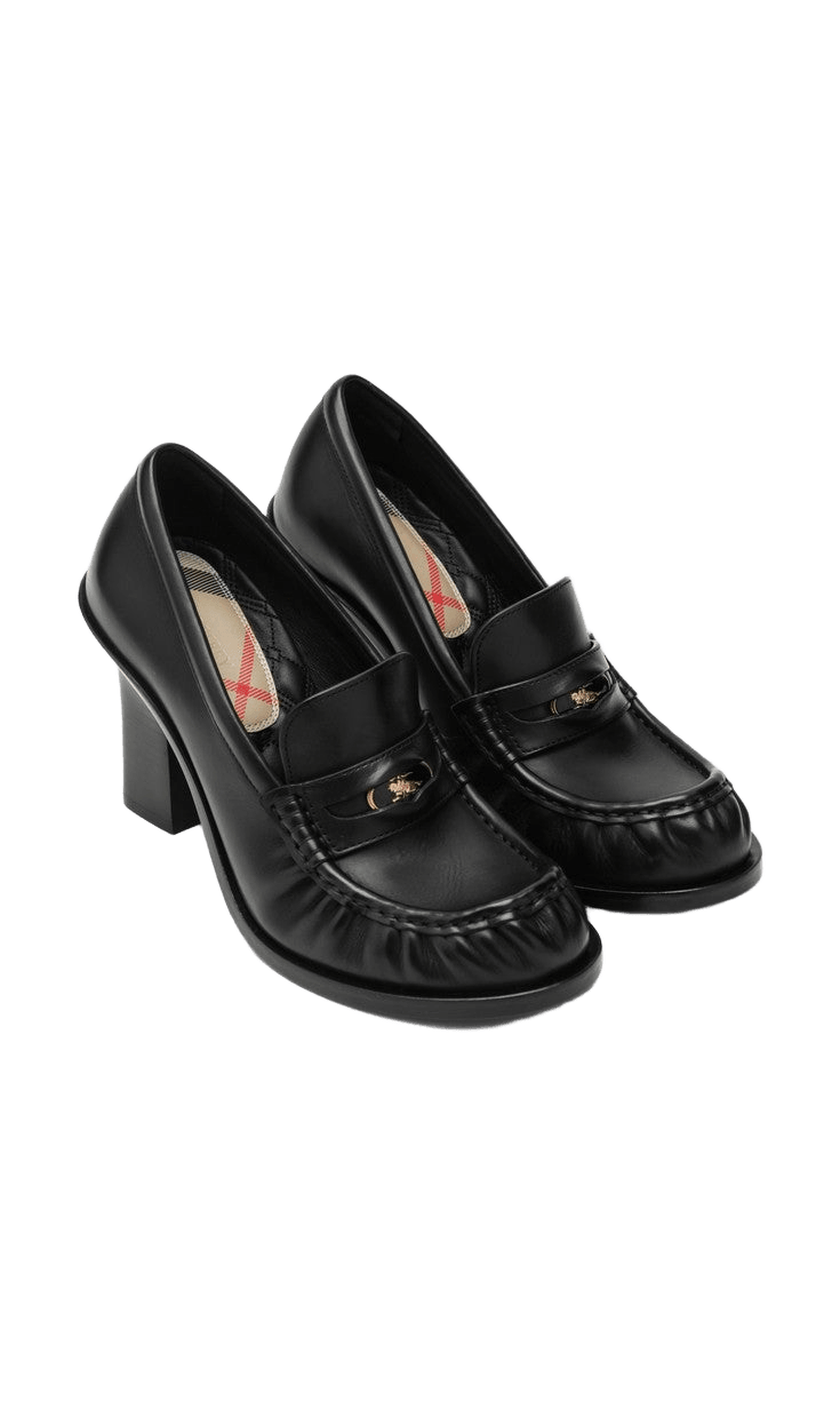 Burberry Black Leather Cadet Loafers Heel Glam Steals