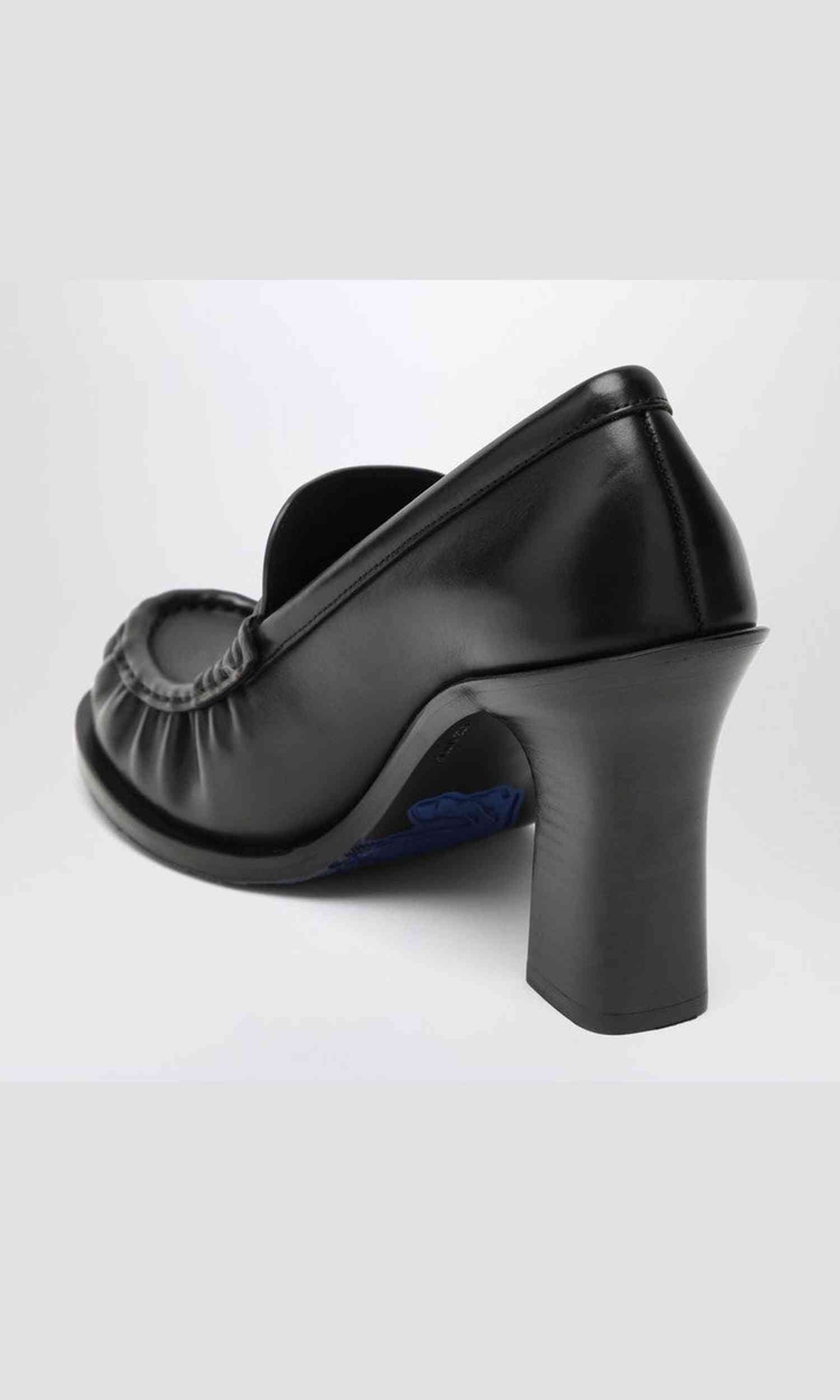 Burberry Black Leather Cadet Loafers Heel Glam Steals