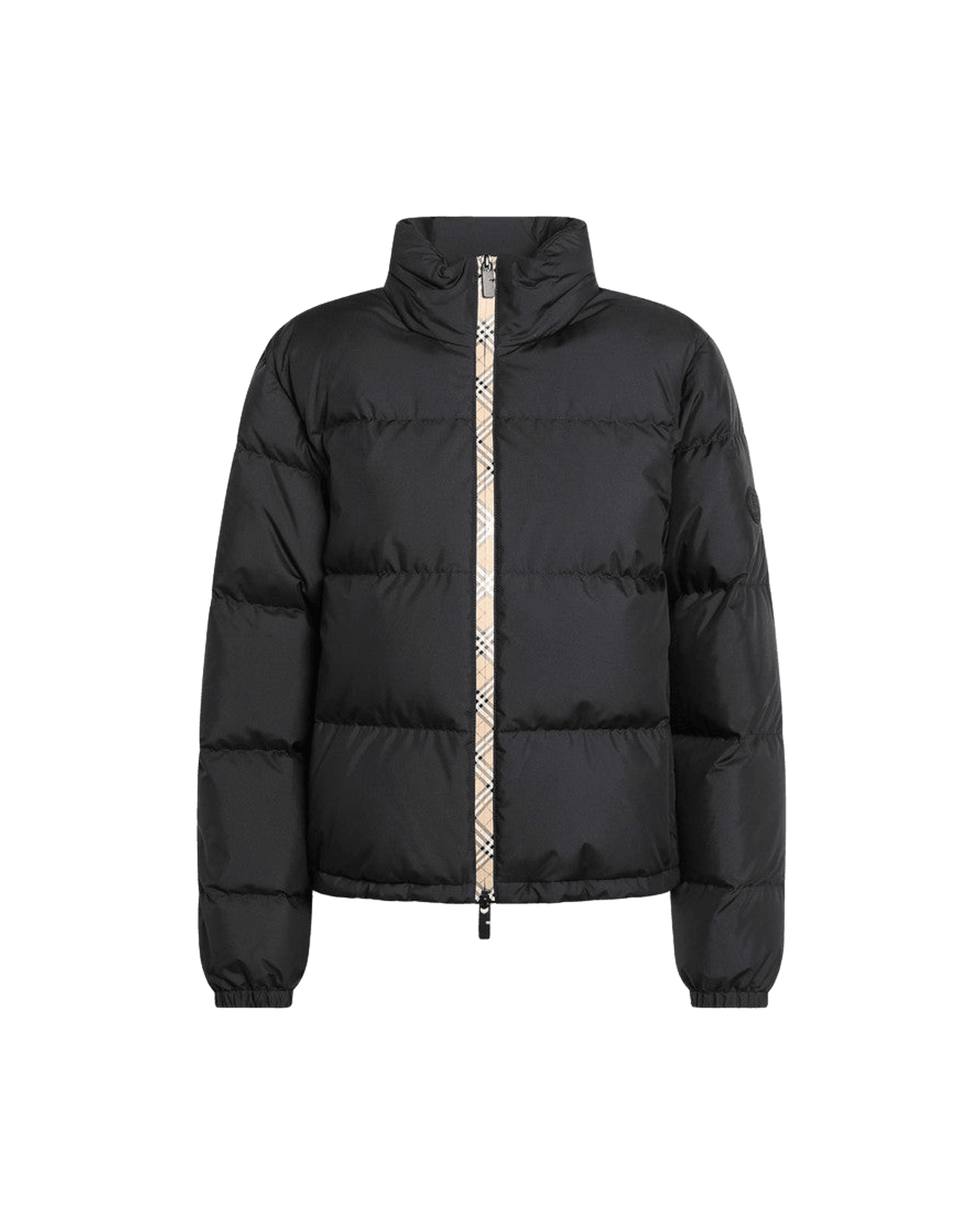 Burberry Black Zip Up Puffer Jacket With Check Detail Glam Steals