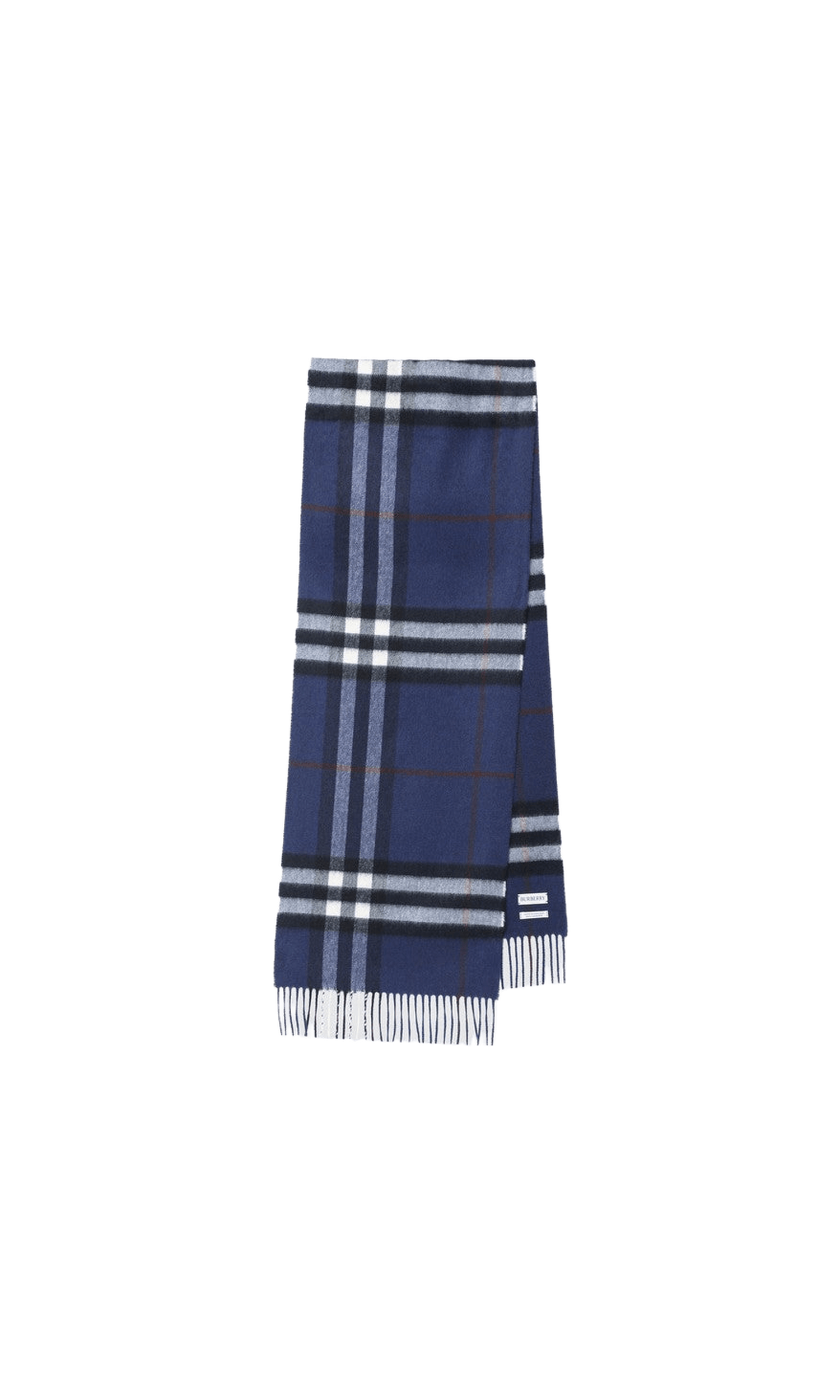 Burberry Blue Cashmere Scarf with Check Pattern Glam Steals