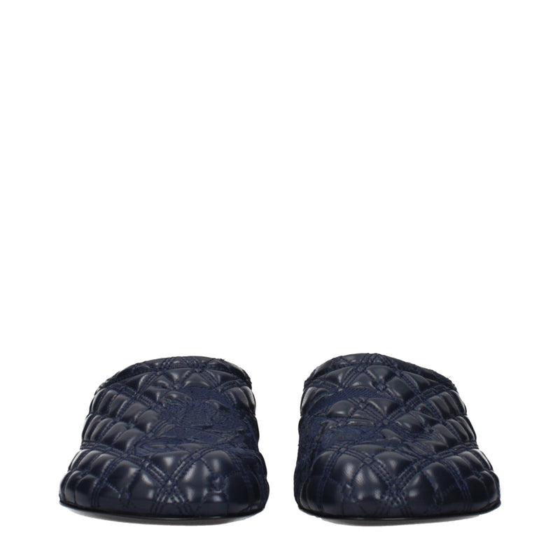 Burberry Blue Leather Slippers Glam Steals