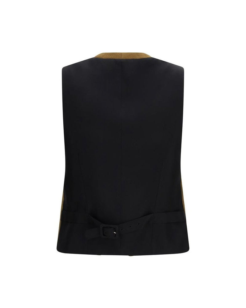 Burberry Brown Wool Oves Aries Sleveless Jacket Glam Steals