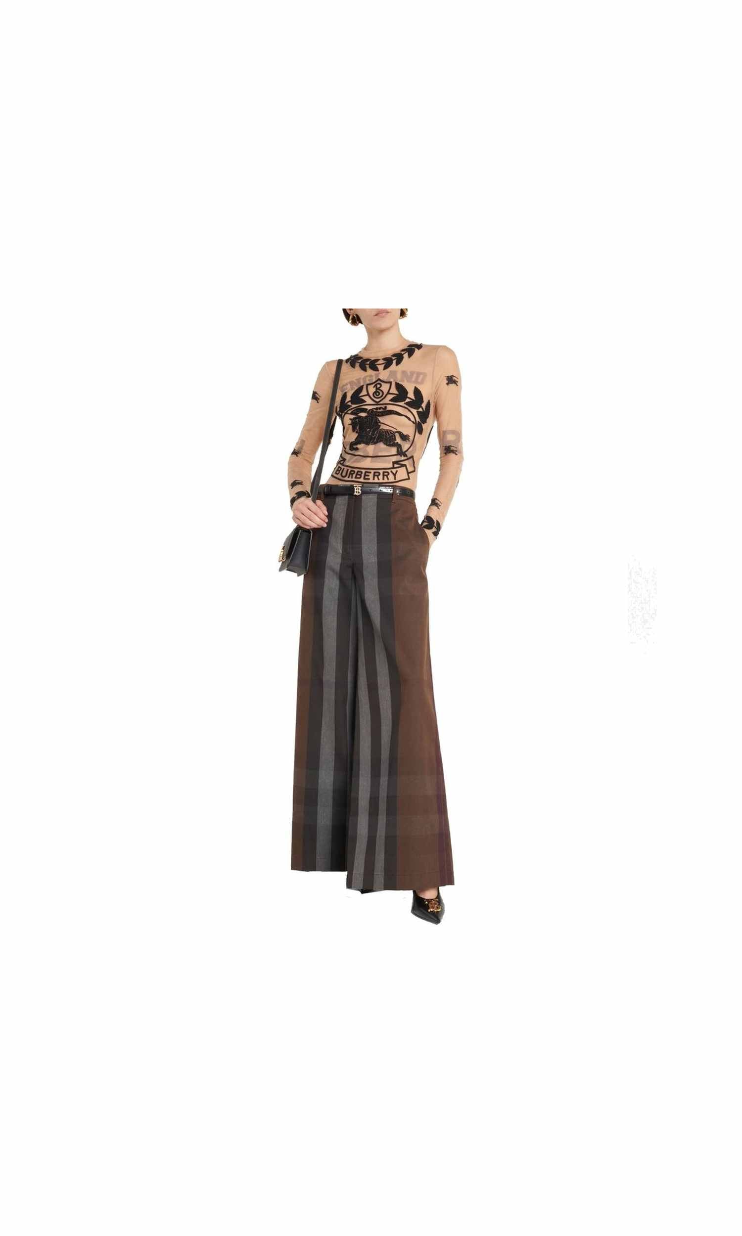 Burberry Canvas Checked Wide Leg Pant Glam Steals