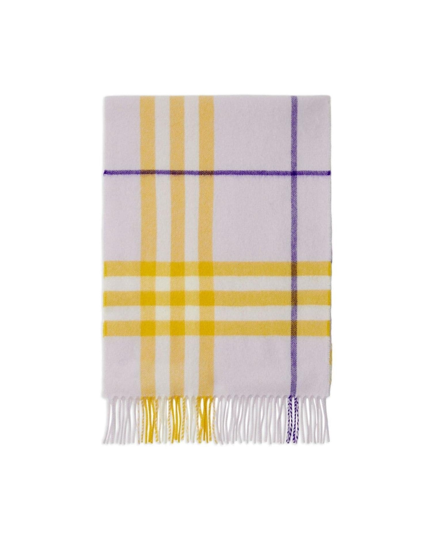 Burberry Checked Fringed Edge Cashmere Scarf Scarves & Shawls