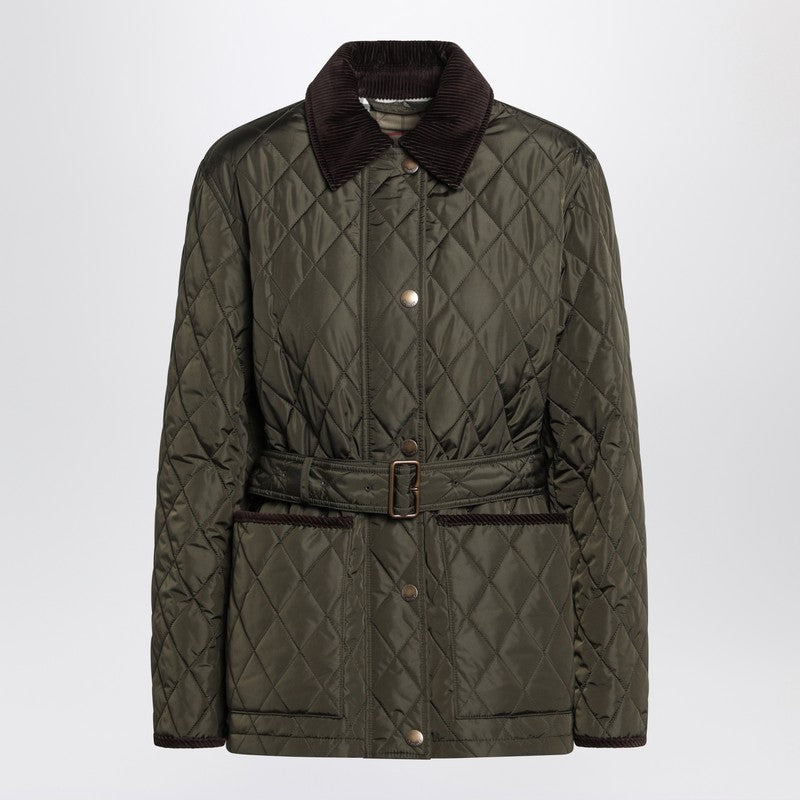 Burberry Dark Green Nylon Quilted Jacket Glam Steals