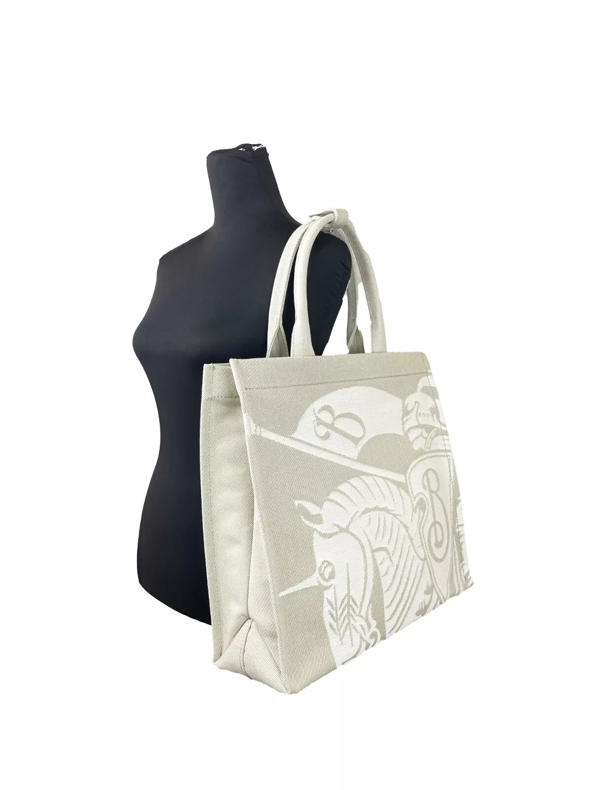 Burberry Ekd Canvas Tote Bag With Coin Beige Pouch Glam Steals