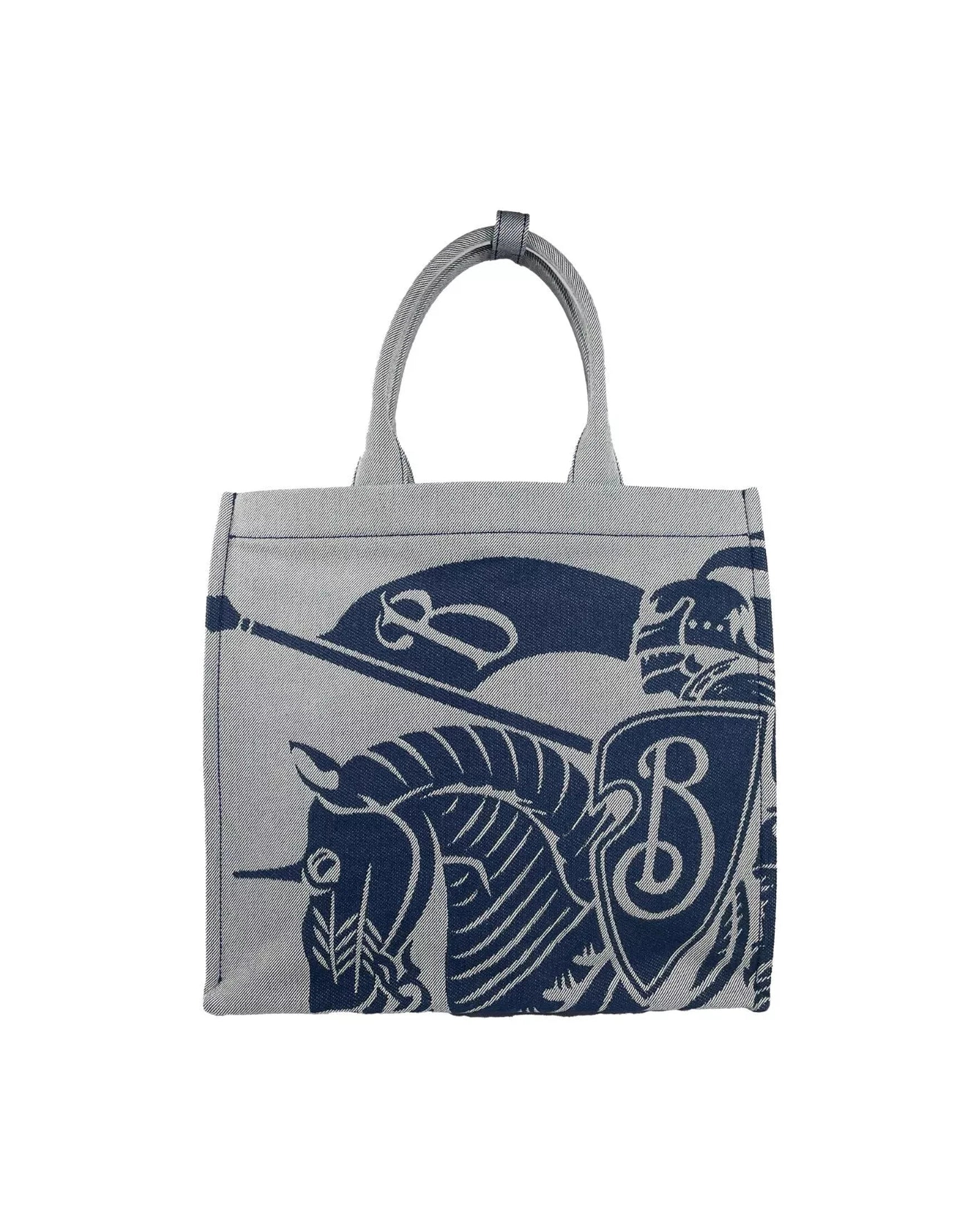 Burberry Ekd Canvas Tote Bag With Coin Navy Pouch Glam Steals
