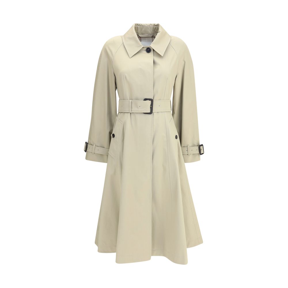 Burberry Gabardine Ellingham Fit and Flare Long Trench Coat Glam Steals