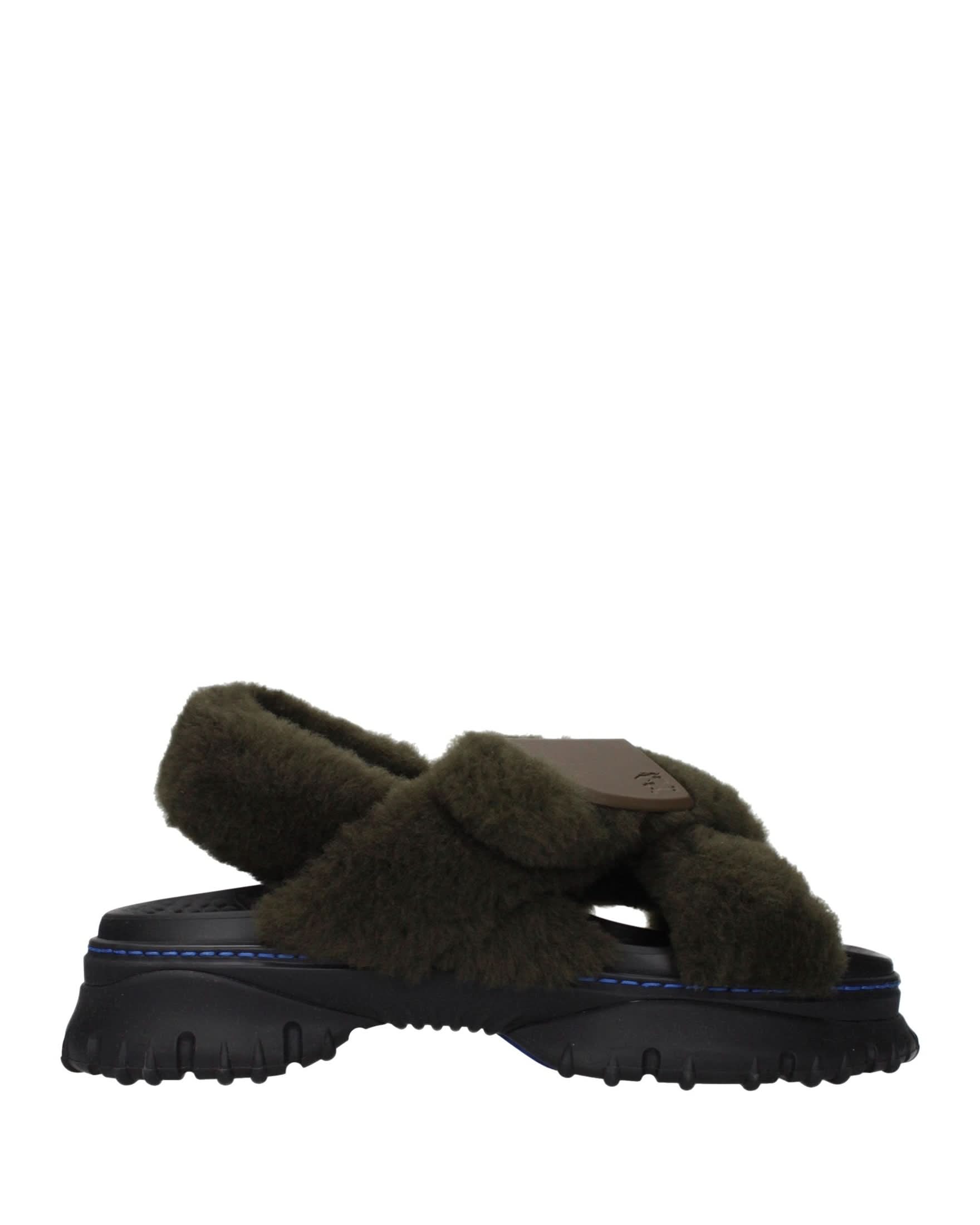 Burberry Green Fur Slippers Glam Steals