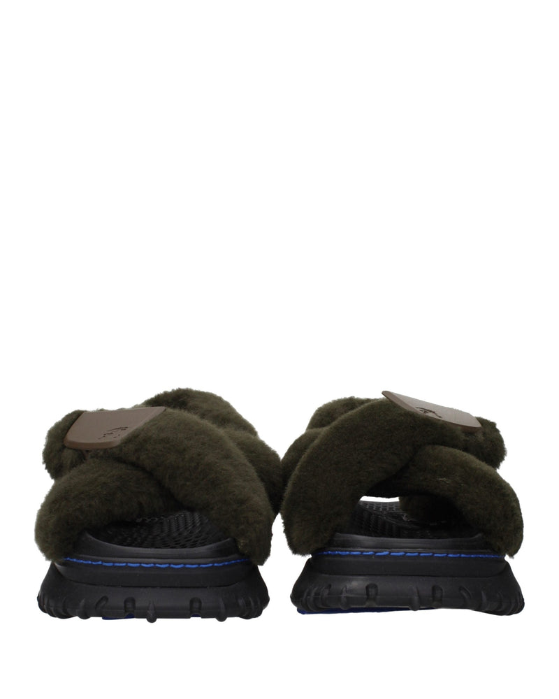 Burberry Green Fur Slippers Glam Steals