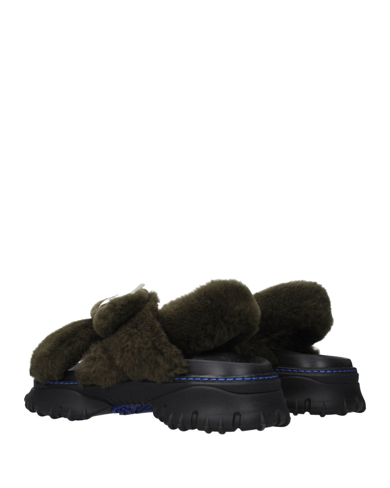 Burberry Green Fur Slippers Glam Steals