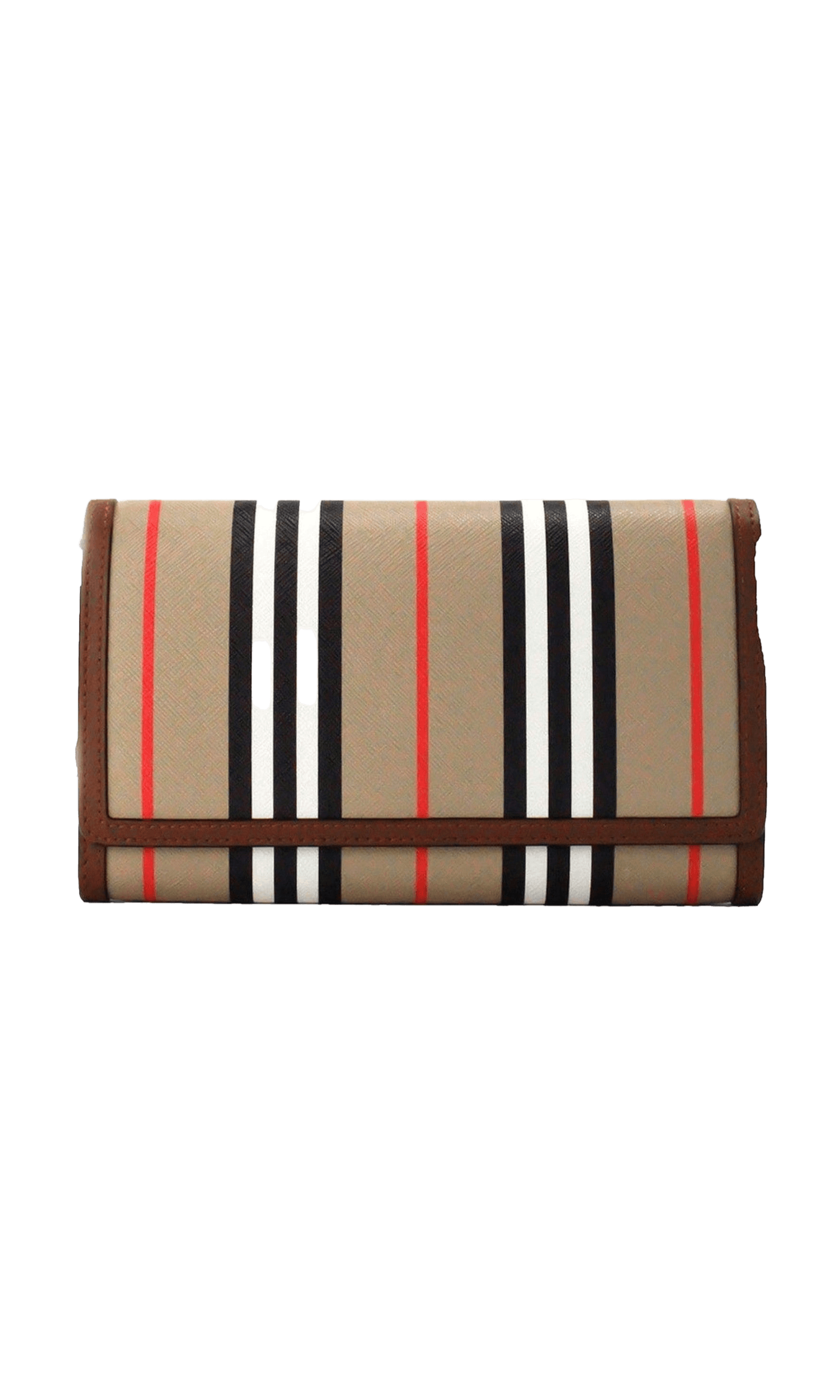 Burberry Hannah Icon Stripe Archive Tan E-Canvas Leather Wallet Crossbody Bag Glam Steals