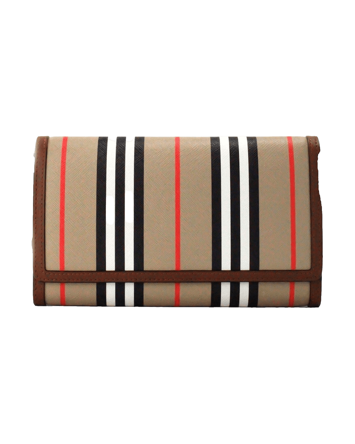 Burberry Hannah Icon Stripe Archive Tan E-Canvas Leather Wallet Crossbody Bag Glam Steals