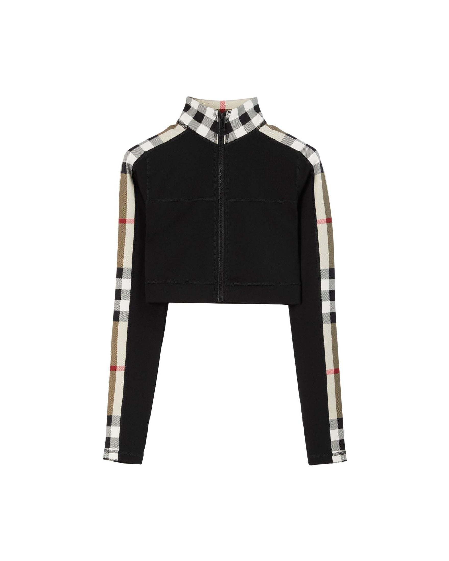 Burberry Jersey Stretch Cropped Sweater with Check Trim Glam Steals