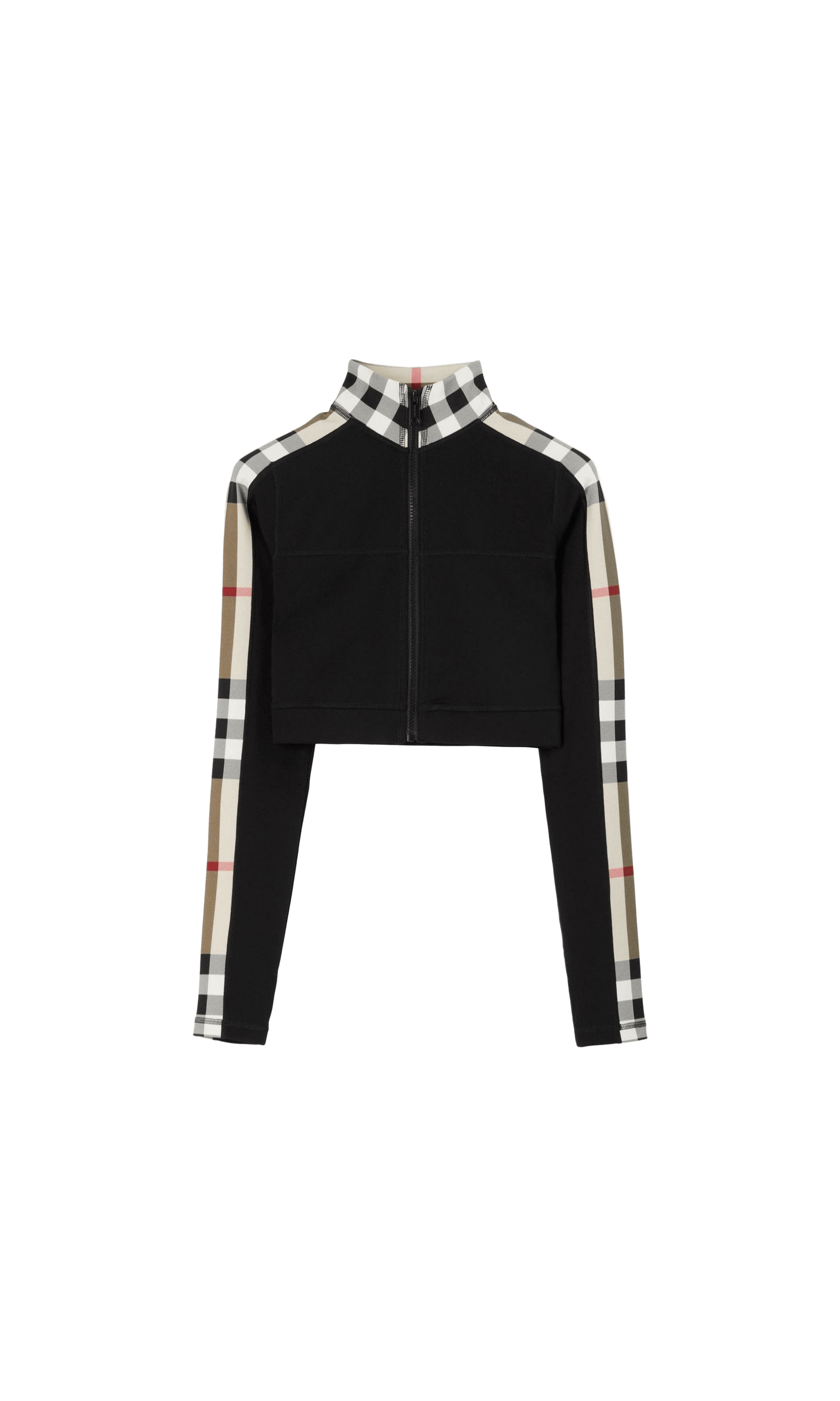 Burberry Jersey Stretch Cropped Sweater with Check Trim Glam Steals