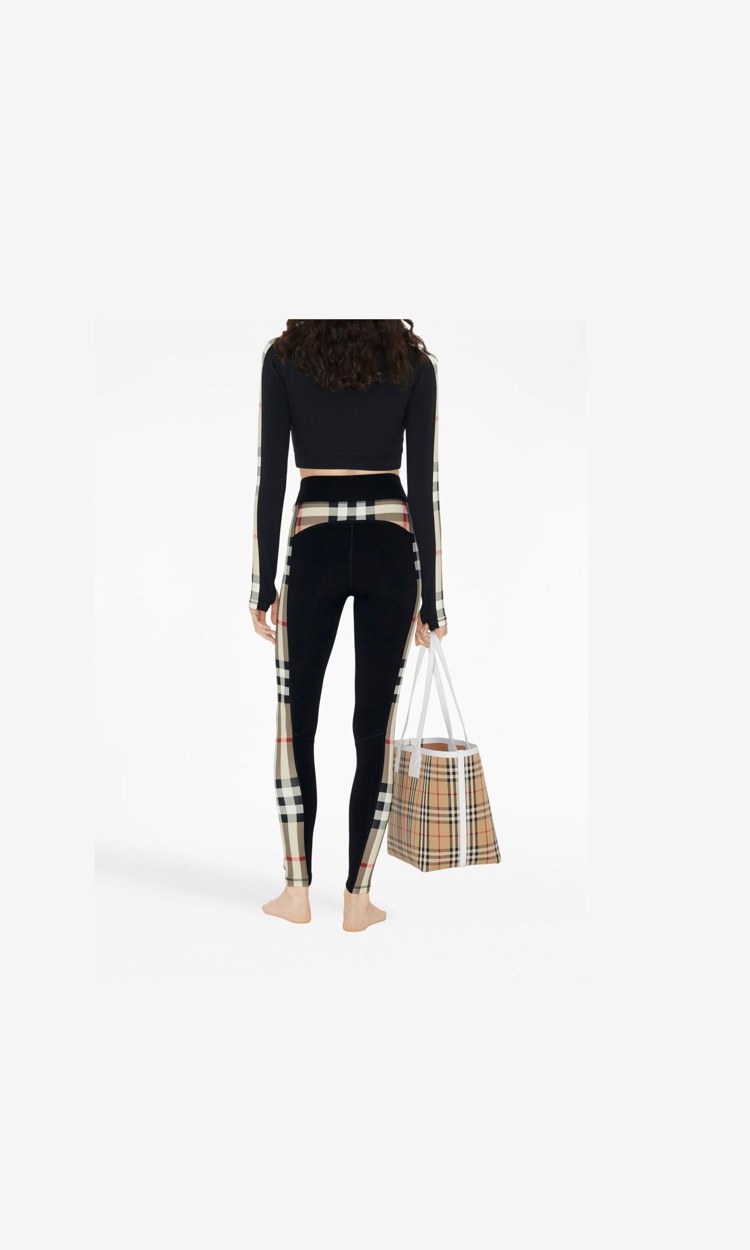Burberry Jersey Stretch Leggings with Check Finishes Glam Steals