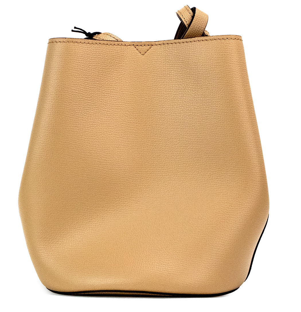 Burberry Lorne Small Camel Haymarket Check Pebble Leather Bucket Handbag Purse Glam Steals