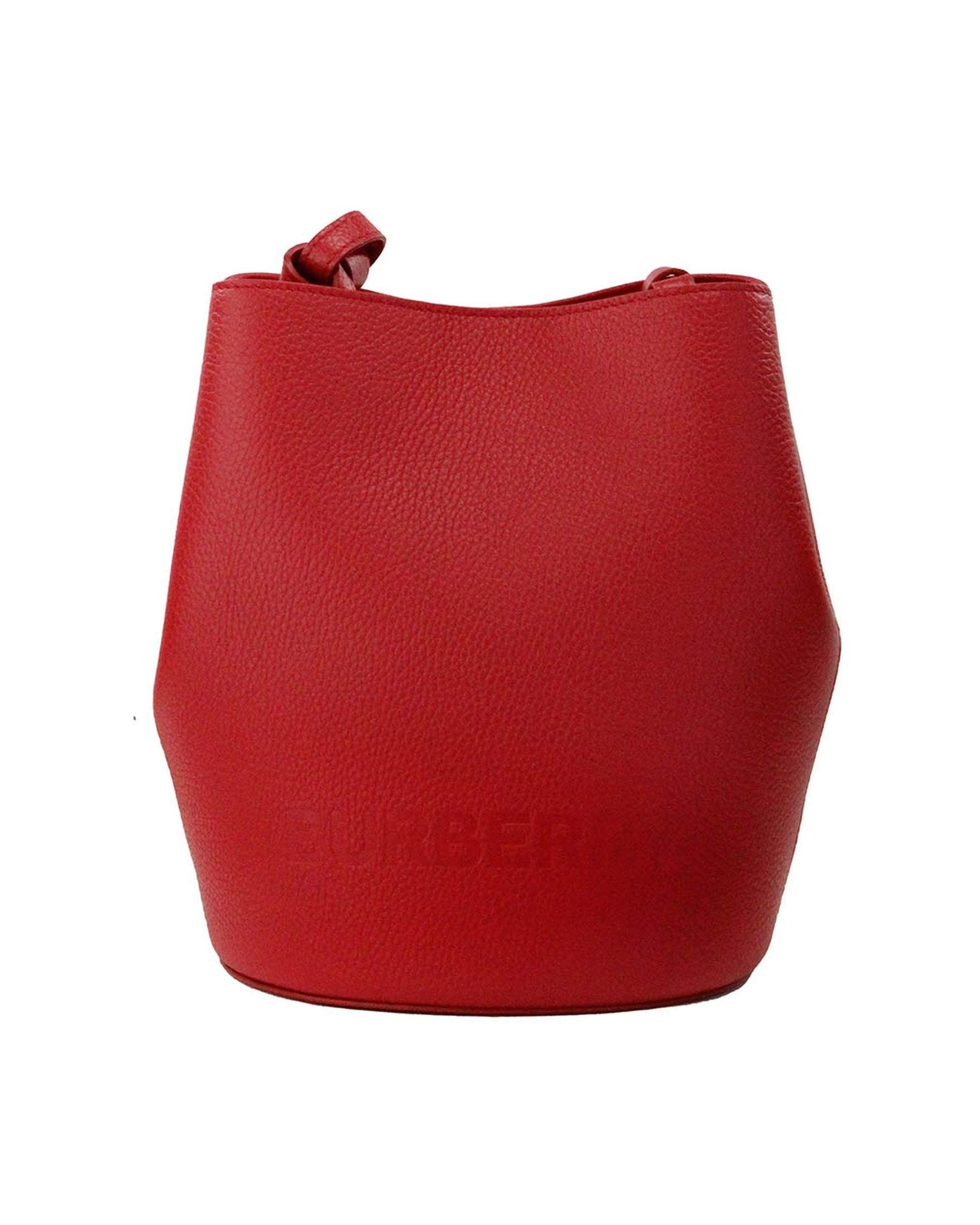 Burberry Lorne Small Pebbled Leather Bucket Crossbody Purse Red Bag Glam Steals