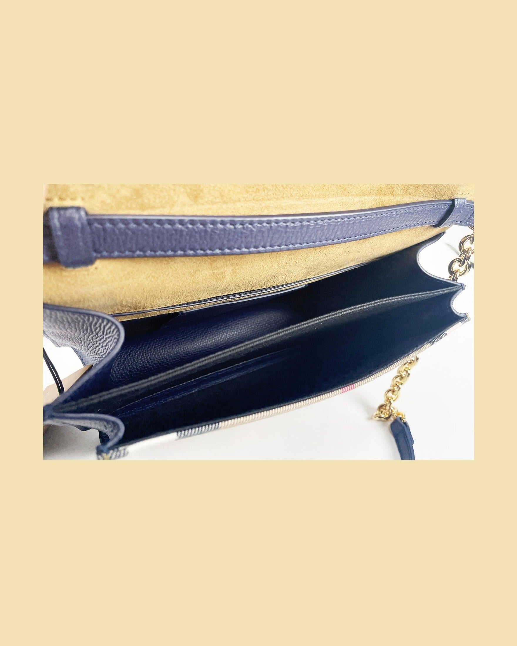 Burberry Macken Small Regency House Check Leather Crossbody Blue Bag Glam Steals