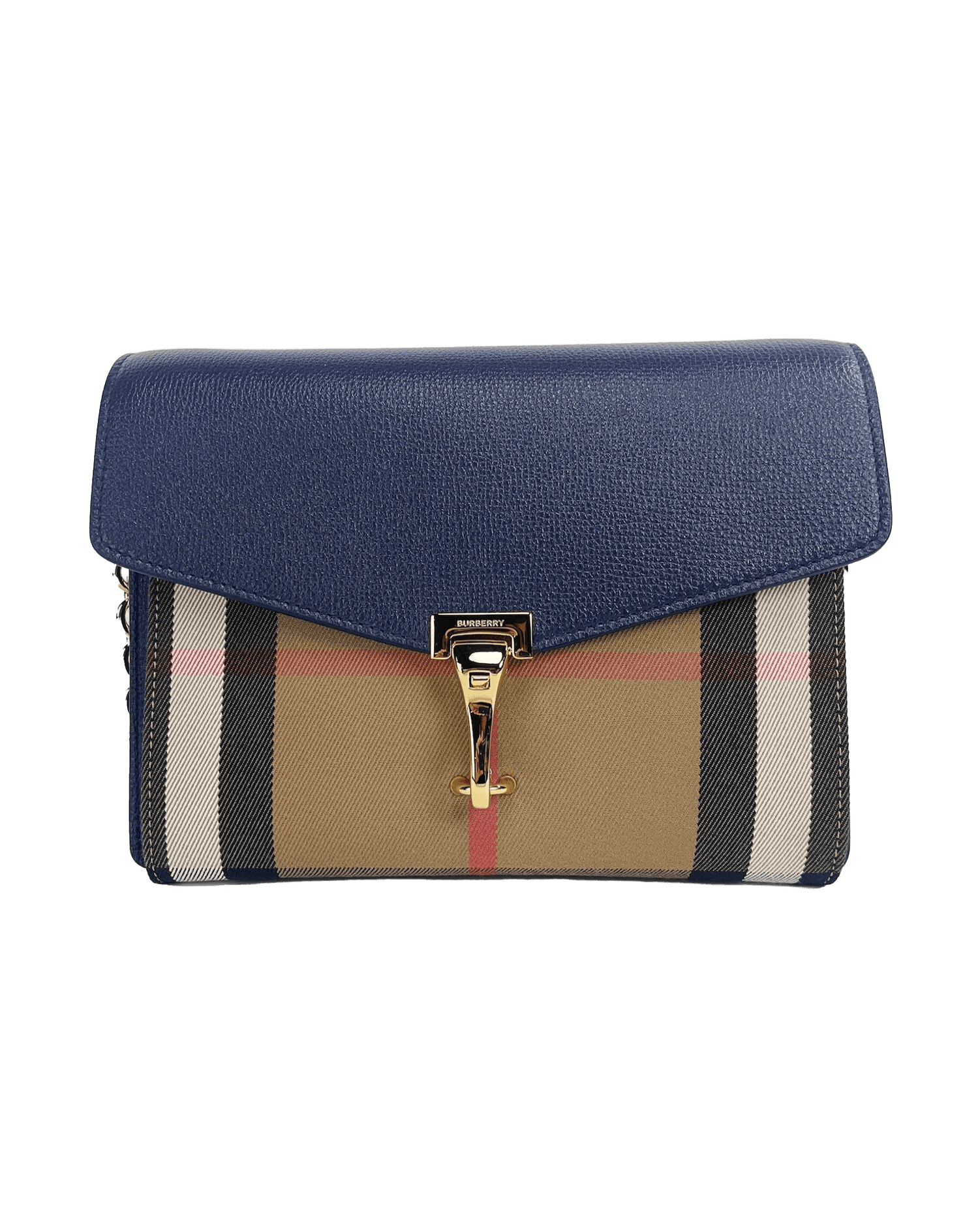 Burberry Macken Small Regency House Check Leather Crossbody Blue Bag Glam Steals