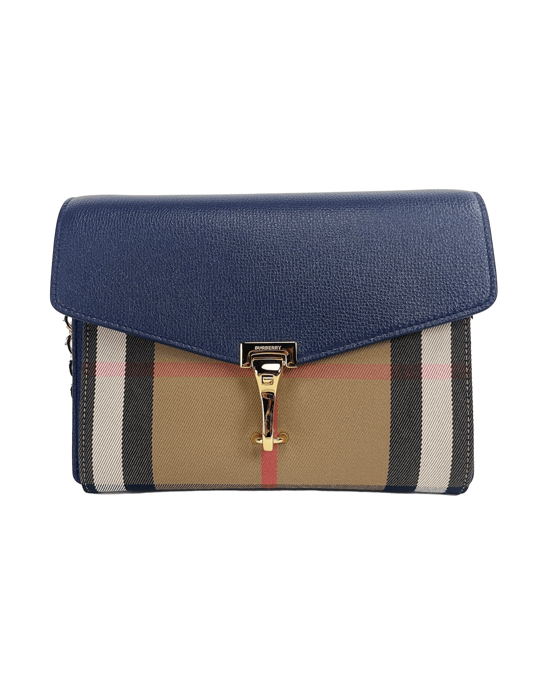 Burberry Macken Small Regency House Check Leather Crossbody Blue Bag Glam Steals