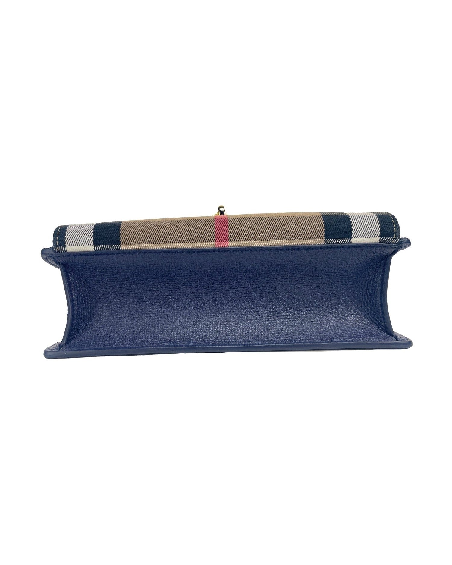 Burberry Macken Small Regency House Check Leather Crossbody Blue Bag Glam Steals