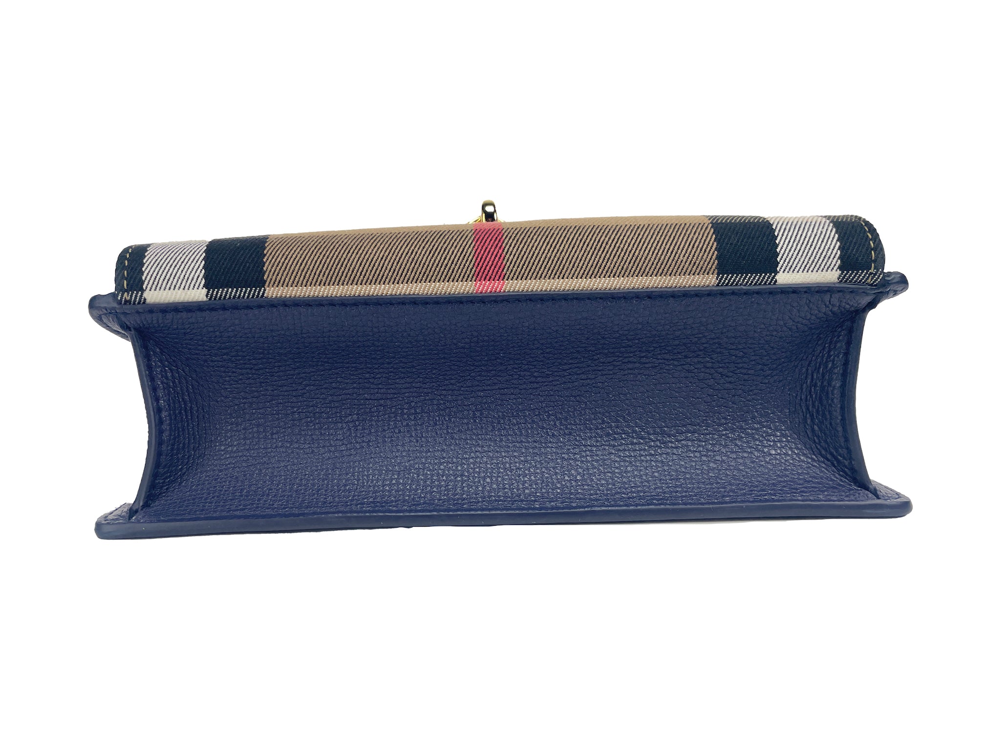 Burberry Macken Small Regency House Check Leather Crossbody Blue Bag Glam Steals