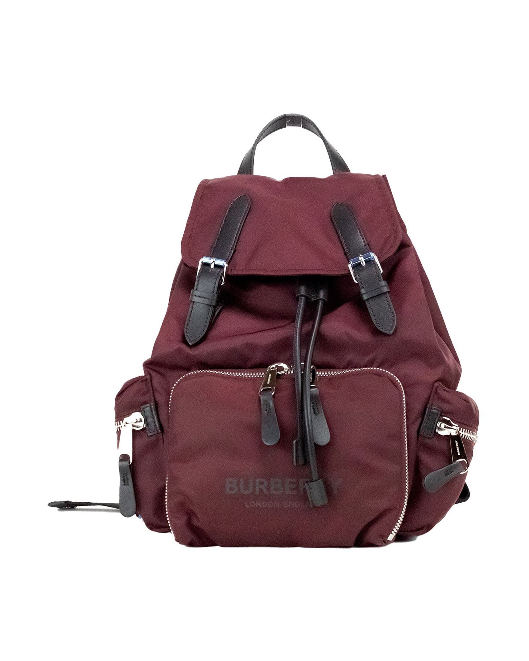 Burberry Medium Econyl Nylon Rucksack Drawstring Backpack Burgundy Bookbag Glam Steals