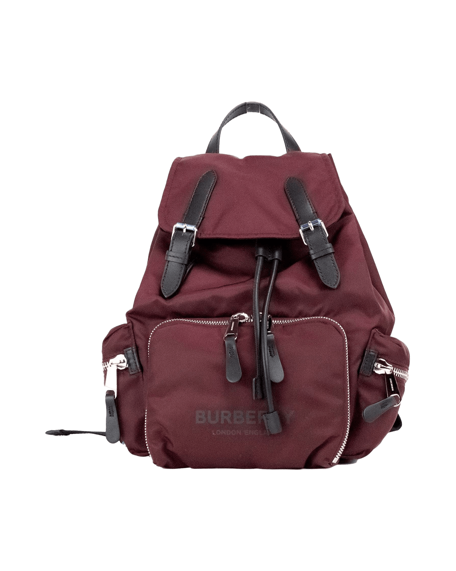 Burberry Medium Econyl Nylon Rucksack Drawstring Backpack Burgundy Bookbag Glam Steals