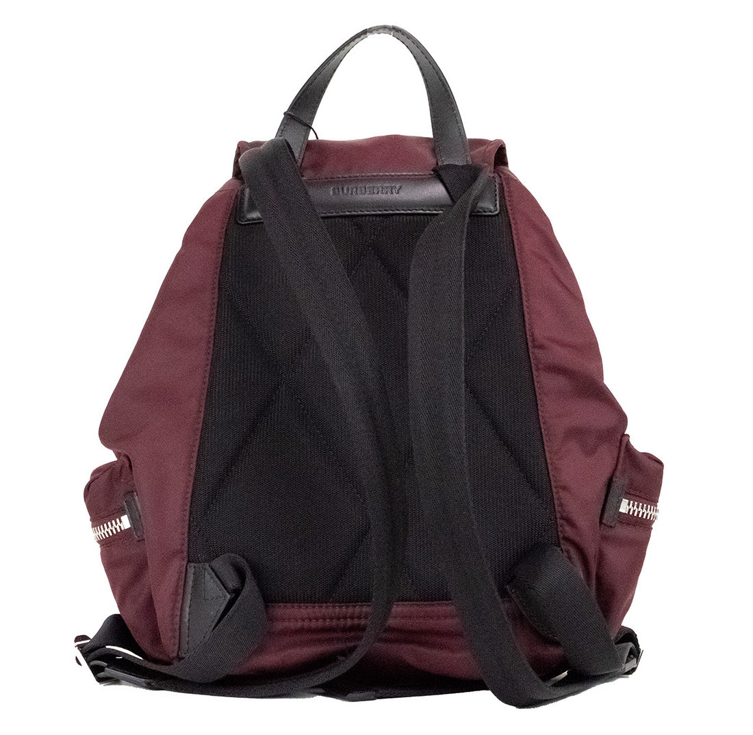 Burberry Medium Econyl Nylon Rucksack Drawstring Backpack Burgundy Bookbag Glam Steals