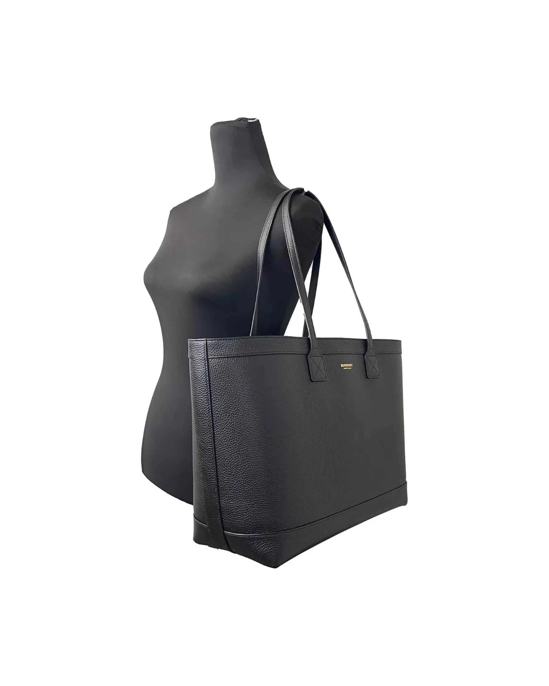 Burberry Medium Grainy Leather Tote Bag Black Purse Glam Steals